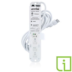 15 Amp Medical Grade Power Strip with Load Monitoring Inform™ Technology 4 Outlet 15’ Cord
