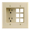 Recessed device with Duplex receptacle and 6 Quickport Plate (2 gang)
