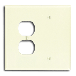 Leviton 86108 2-Gang 1-Duplex 1-Blank Device Combination Wallplate Thermoset Ivory Oversized Box Mount 
