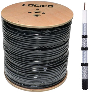 RG6 Coaxial Cable Quad Shield Outdoor/Direct Burial 1000ft Satellite TV Black