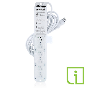 Leviton 15 Amp Medical Grade Power Strip with Load Monitoring Inform™ Technology, 6-Outlet, 15’ Cord