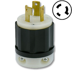 Leviton 30 AMP, 480V, Non-Grounding Black Nylon Locking Plug