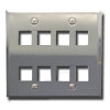Flush Mount Double Gang Stainless Steel Faceplate-8 Port
