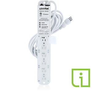 15 Amp Medical Grade Power Strip with Load Monitoring Inform™ Technology, Surge Protected, 6-Outlet, 15’ Cord