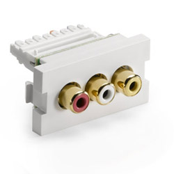 Leviton MOS 3-Port RCA Adapter with Yellow, White and Red Barrel