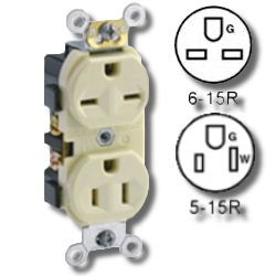 Leviton Dual Voltage Side Wired 15Amp 125V and 15Amp 250V Grounding
