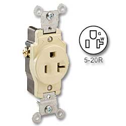 Leviton Side Wired 20 amp 125 volt Single Receptacle