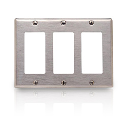 Leviton Oversized 302 Stainless Steel Wallplate 3-Gang 3-Decora