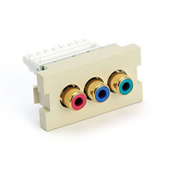 Leviton MOS 3 Port RCA Adapter with Red, Blue and Green Barrel