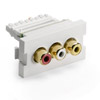 MOS 3-Port RCA Adapter with Yellow, White and Red Barrel