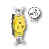 20 AMP 250V Single Receptacle Smooth Face Yellow Nylon Body
