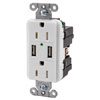 USB Charger Tamper-Resistant Duplex Receptacle, Gray