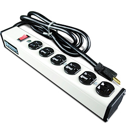 Plug-In Outlet Center with Six 20 Amp Outlets and Lighted Switch
