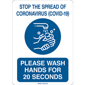 Please Wash Hands for 20 Seconds COVID-19 Sign