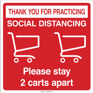 Please Stay 2 Carts Apart Social Distancing Floor Decal