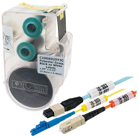 P1 Continuous Polyolefin Tape Cassettes for Hand-Held Thermal Transfer Printers, Black on White, Pack of 10