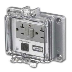 Hubbell Panel-Safe 20A 125V, GFCI with In-Cabinet Receptacle and Cat 5e Ethernet Access