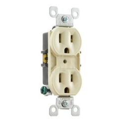 Leviton 8-Hole Quickwire Push-In 15Amp 125V Grounding, Ivory (Package of 10)