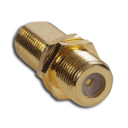 Hubbell Bulk Connector, F-Connector F/F Coupler, Gold/Nickel, 3/8
