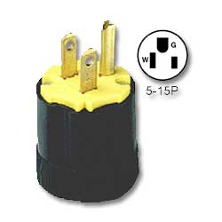 Leviton 15A 125V 2-Pole, 3-Wire Rubber plug with Vinyl Inner Assembly