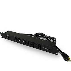 Rack Mount Plug In Outlet Center with Six 20 Amp Front Outlets and Lighted Switch