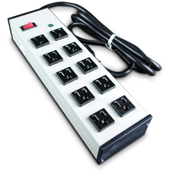 Compact Plug-In Outlet Center with Ten Outlets and Lighted Switch