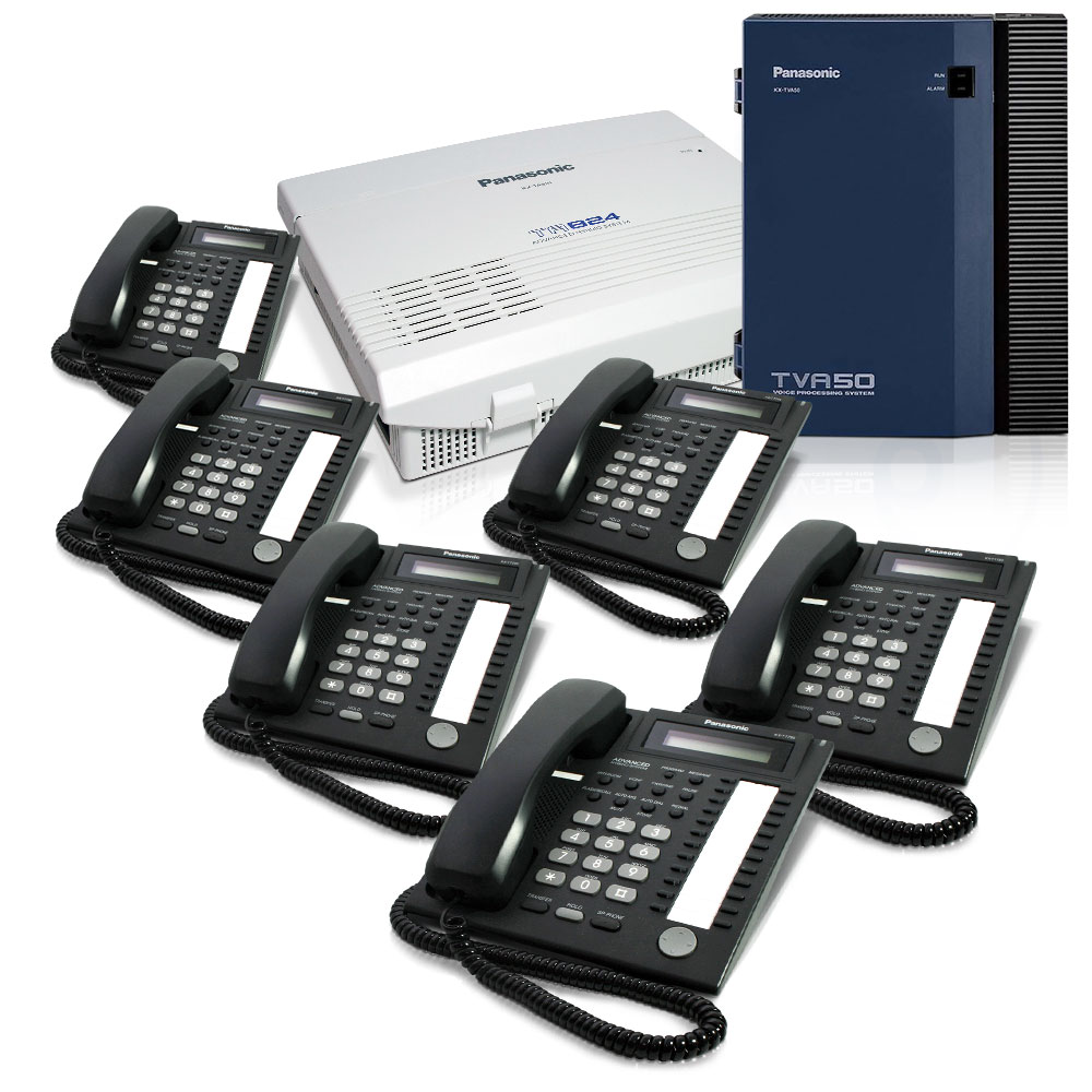 Panasonic KX-TA824 Phone System Bundle with (6) KX-T7731 Speakerphones and (1) KX-TVA50 Voicemail