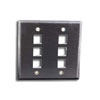 6 Port Double Gang Stainless Steel Faceplate