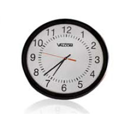 Valcom Round Analog Clock, Black, Surface Mount, 110Vac
