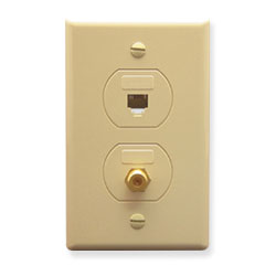 ICC 6P6C RJ-11 Voice and F-Type Designer Wall Plate