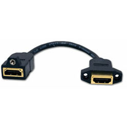 Hubbell AV Connector, HDMI 3 Inch Tail, Female/Female, Gold Coupler