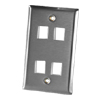 4 Port Single Gang Stainless Steel Faceplate