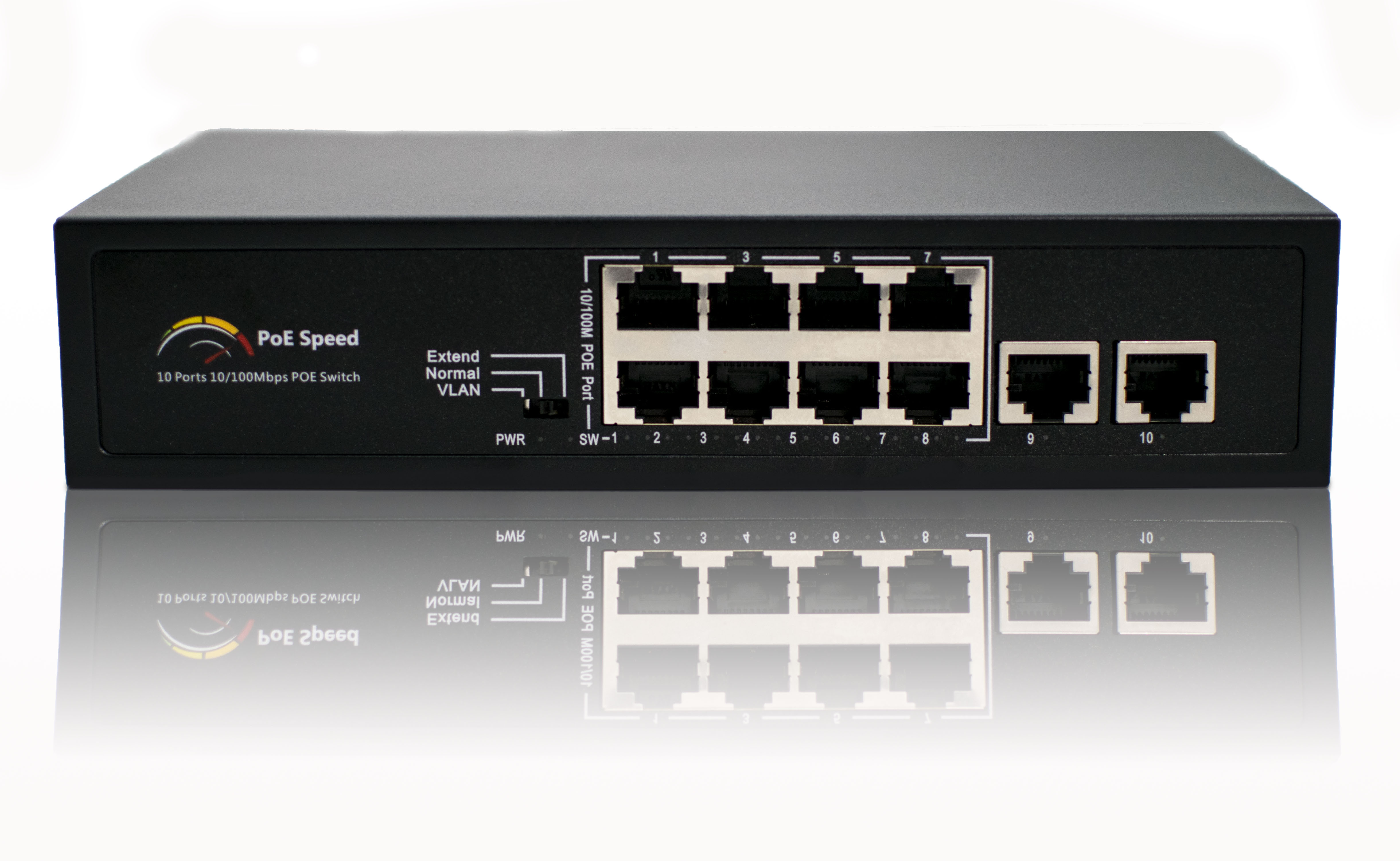 8-Port PoE switch with Two Ethernet Uplink Ports