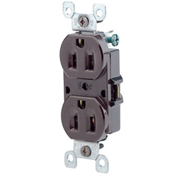 Leviton 8-Hole Quickwire Push-In 15Amp 125V Grounding, Brown (Package of 10)