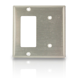Leviton 2-Gang 1-Blank 1-Decora Device Combination Wallplate Stainless Steel