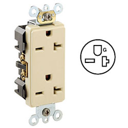 Leviton Duplex Back and Side Wired, Self-Grounding NEMA 6-20R