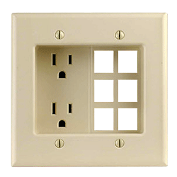 Leviton Recessed device with Duplex receptacle and 6 Quickport Plate (2 gang)