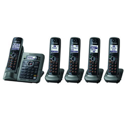 Panasonic Link2Cell Bluetooth Enabled Phone with Answering Machine KX-TG7875S 5 Cordless Handsets