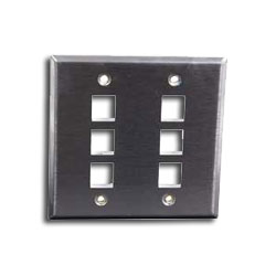 Hubbell 6 Port Double Gang Stainless Steel Faceplate
