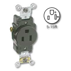 Leviton Side Wired 15A/125v Single Receptacle