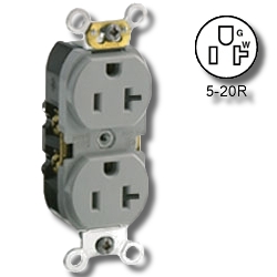 Leviton Side Wired 20A 125V Duplex Receptacle Smooth Face