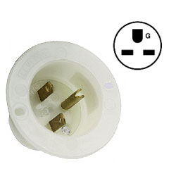 Leviton 15 Amp 250V 2-Pole, 3-Wire Flanged Inlet Receptacle