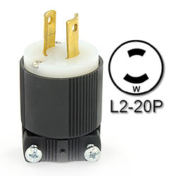Leviton 20 Amp Locking Plug - Industrial Grade 250 Volt (Grounding)