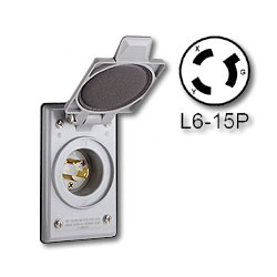 Leviton 15 Amp 250V Power Inlet Locking Blade Receptacle - Industrial Grade (Self Grouding)