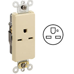 Leviton Single Back and Side Wired, Self-Grounding NEMA 6-15R