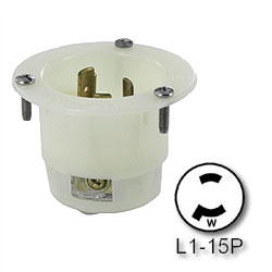Leviton 15 Amp 125 Volt Locking Flanged Inlet - Industrial Grade (Grounding)