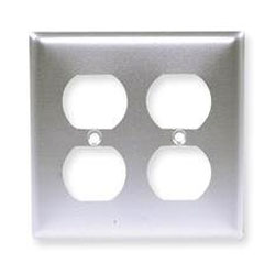 Hubbell 2-Gang Duplex Satin Stainless Wall Plate