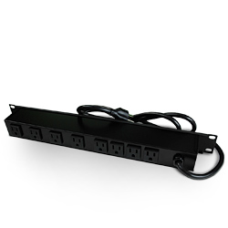 Rack Mount Plug-In Outlet Center with Eight 15 Amp Rear Outlets and Computer Grade Surge Protector