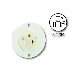 Leviton 20Amp 125V 2-Pole, 3-Wire NEMA 5-20 Flanged Outlet Connector