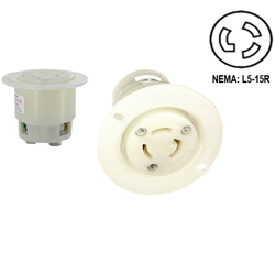 Leviton 15 Amp 125 Volt Flanged Outlet Locking Receptacle - Industrial Grade (Grounding)